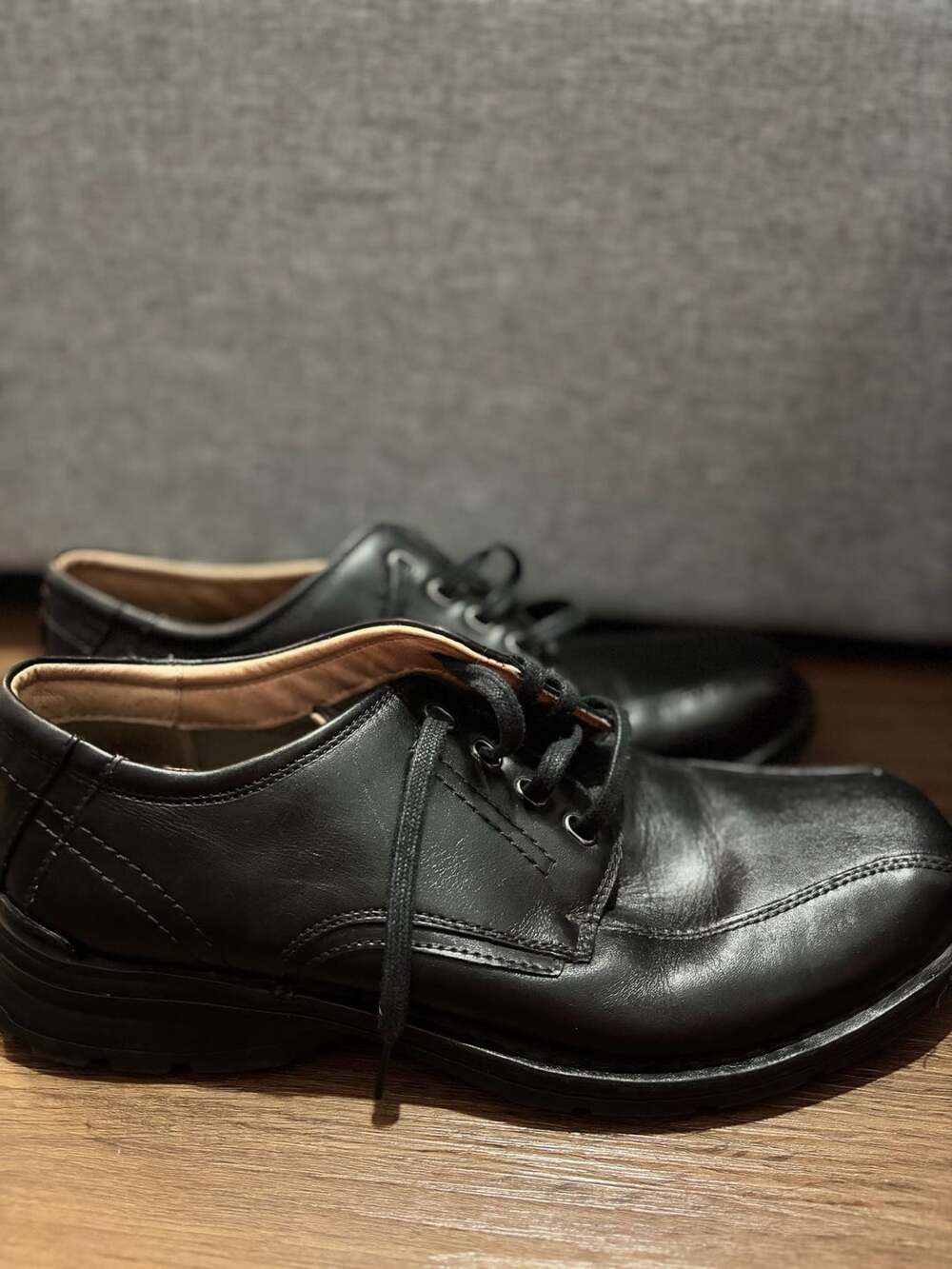 Clarks Men's Black Leather Lace-Up Dress Shoes Size 1
